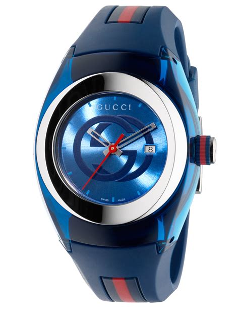 gucci watch blue face|Gucci watch blue band.